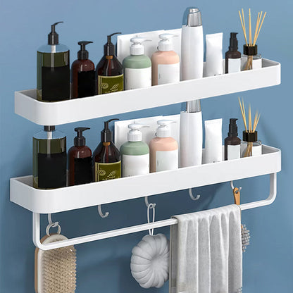Modern Bathroom Accessories Set - White 2-Piece Shelf and Hardware