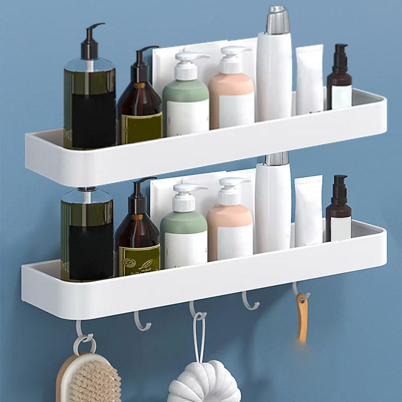 Modern Bathroom Accessories Set - White 2-Piece Shelf and Hardware