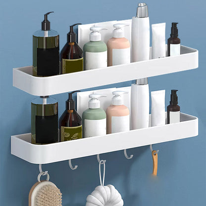 Modern Bathroom Accessories Set - White 2-Piece Shelf and Hardware