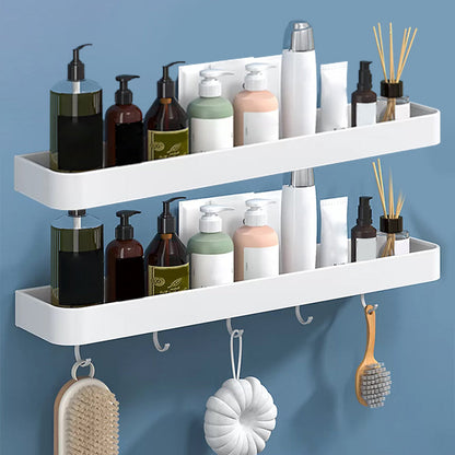 Modern Bathroom Accessories Set - White 2-Piece Shelf and Hardware