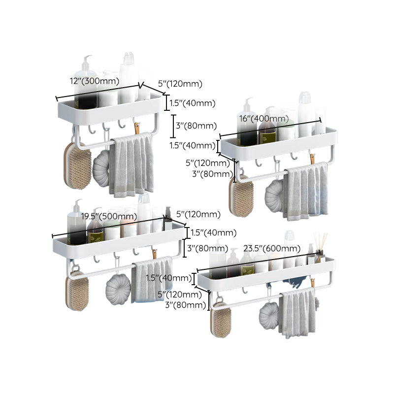 Modern Bathroom Accessories Set - White 2-Piece Shelf and Hardware