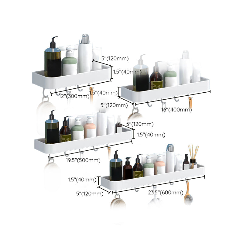 Modern Bathroom Accessories Set - White 2-Piece Shelf and Hardware