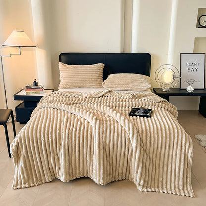 Cozy Striped Blanket | Soft Throw for Sofa & Bed | Lightweight All-Season Warmth | Trendy Spring Home Decor