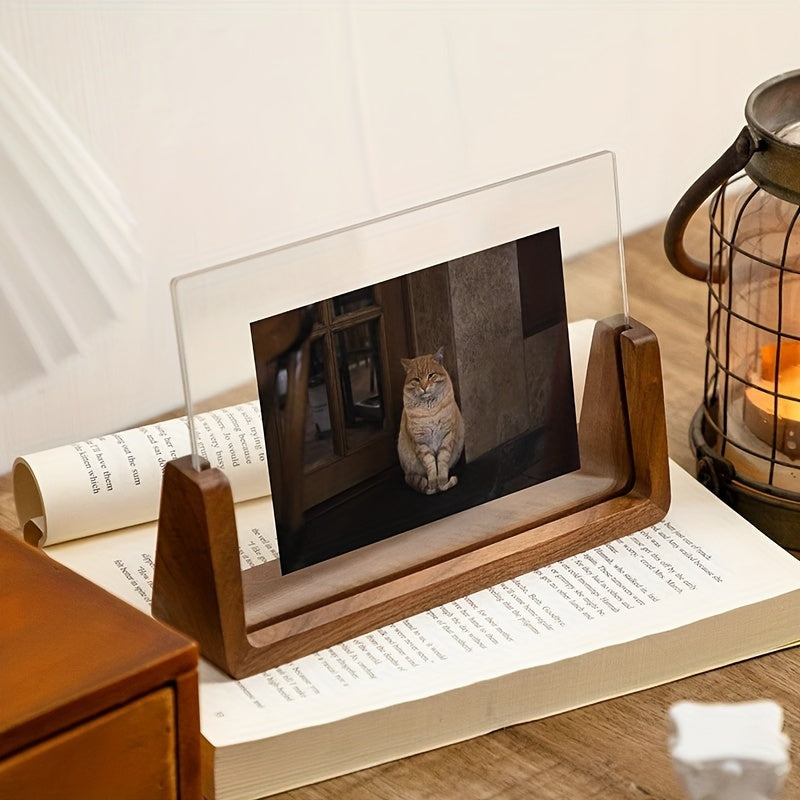 Modern Minimalist Desk Display Frame for Photos - Acrylic Wood Design