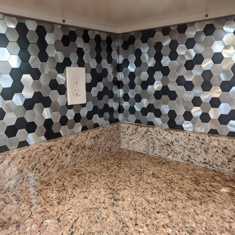 Hexagon Peel and Stick Metal Mosaic Tiles for Modern Decor
