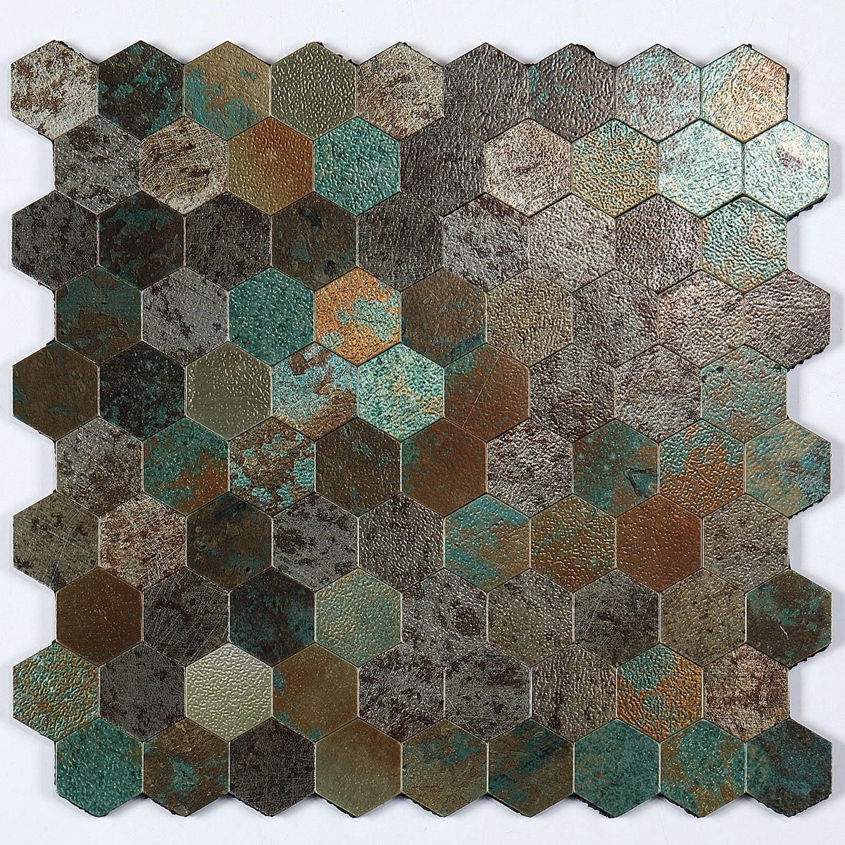 Hexagon Peel and Stick Metal Mosaic Tiles for Modern Decor