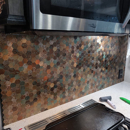 Hexagon Peel and Stick Metal Mosaic Tiles for Modern Decor