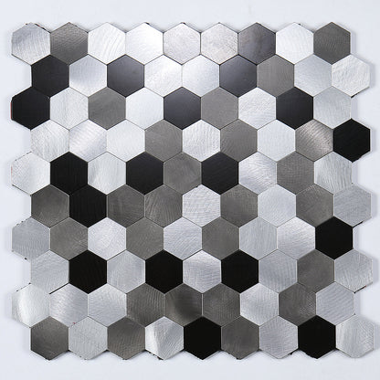 Hexagon Peel and Stick Metal Mosaic Tiles for Modern Decor