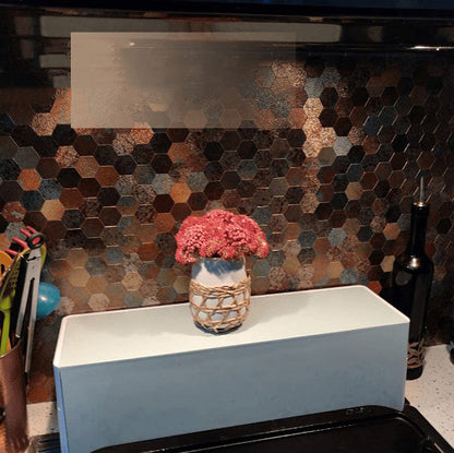 Hexagon Peel and Stick Metal Mosaic Tiles for Modern Decor