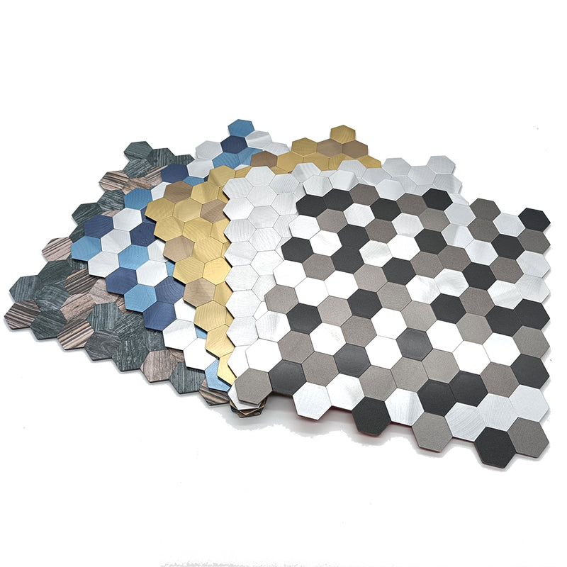 Hexagon Peel and Stick Metal Mosaic Tiles for Modern Decor