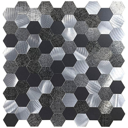 Hexagon Peel and Stick Metal Mosaic Tiles for Modern Decor