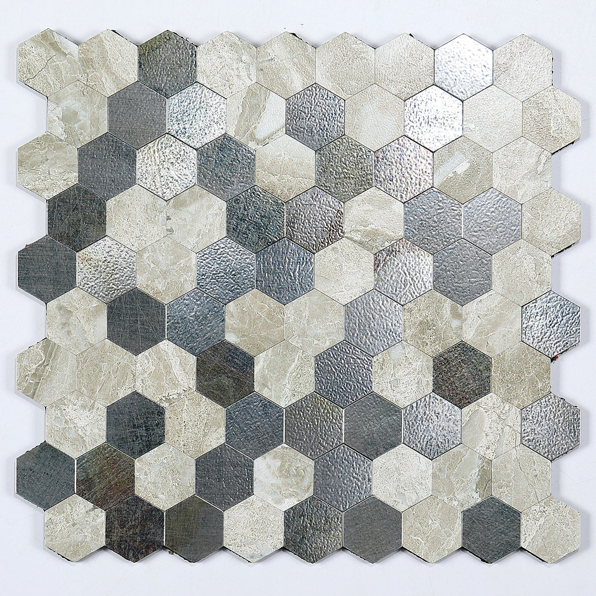 Hexagon Peel and Stick Metal Mosaic Tiles for Modern Decor
