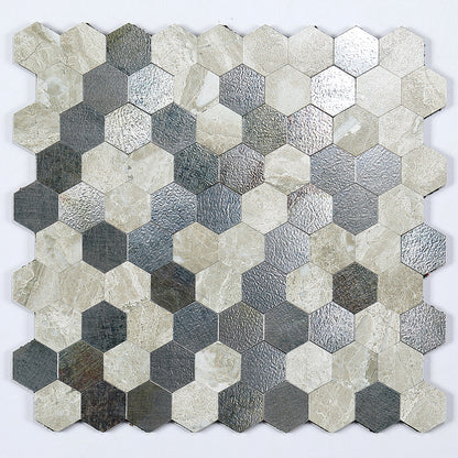 Hexagon Peel and Stick Metal Mosaic Tiles for Modern Decor