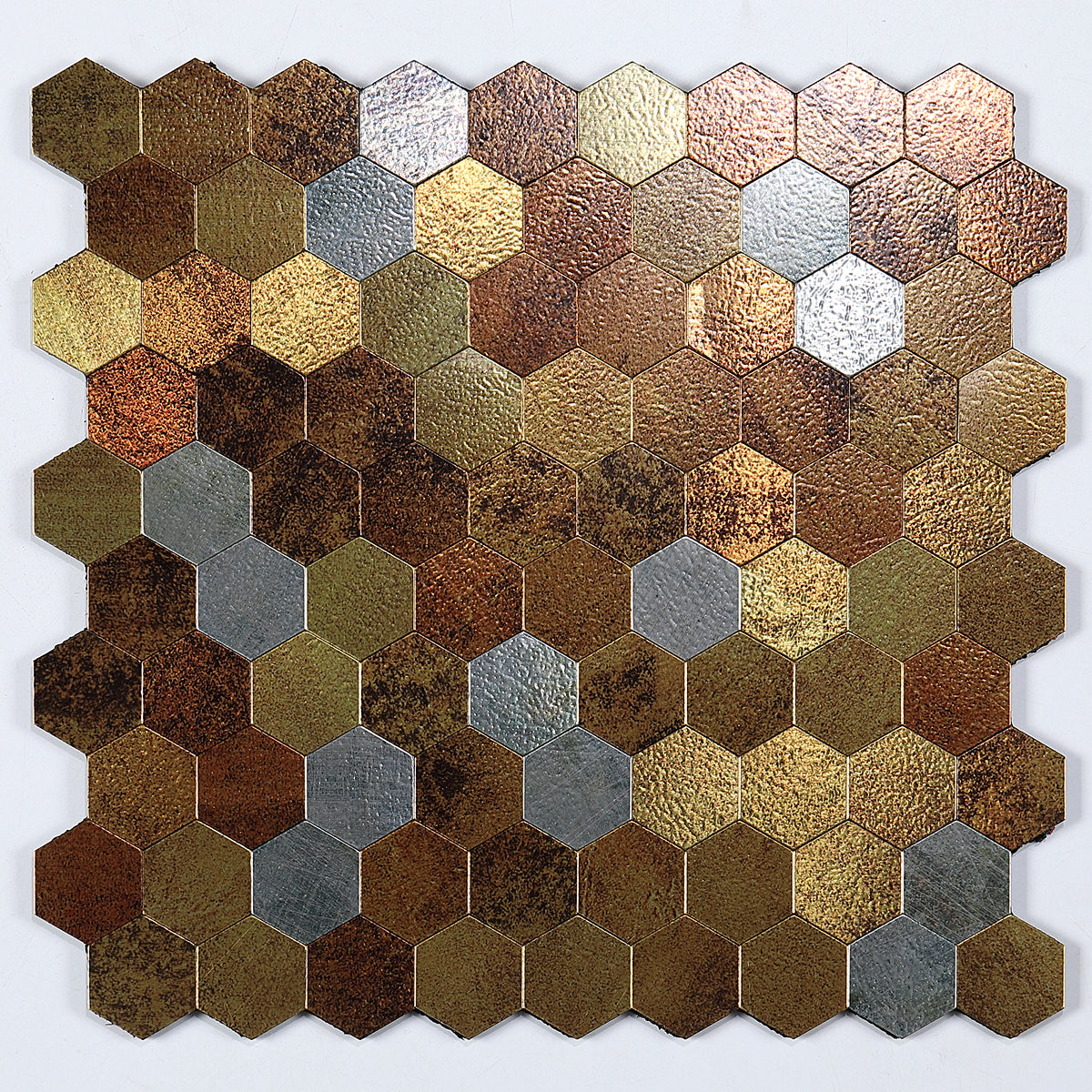 Hexagon Peel and Stick Metal Mosaic Tiles for Modern Decor