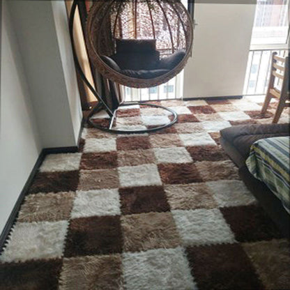 Interlocking Shag Carpet Tiles in Color Block Design – Modern Floor Covering