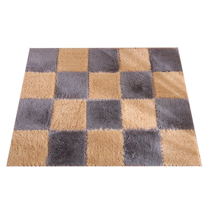 Interlocking Shag Carpet Tiles in Color Block Design – Modern Floor Covering