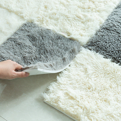 Interlocking Shag Carpet Tiles in Color Block Design – Modern Floor Covering