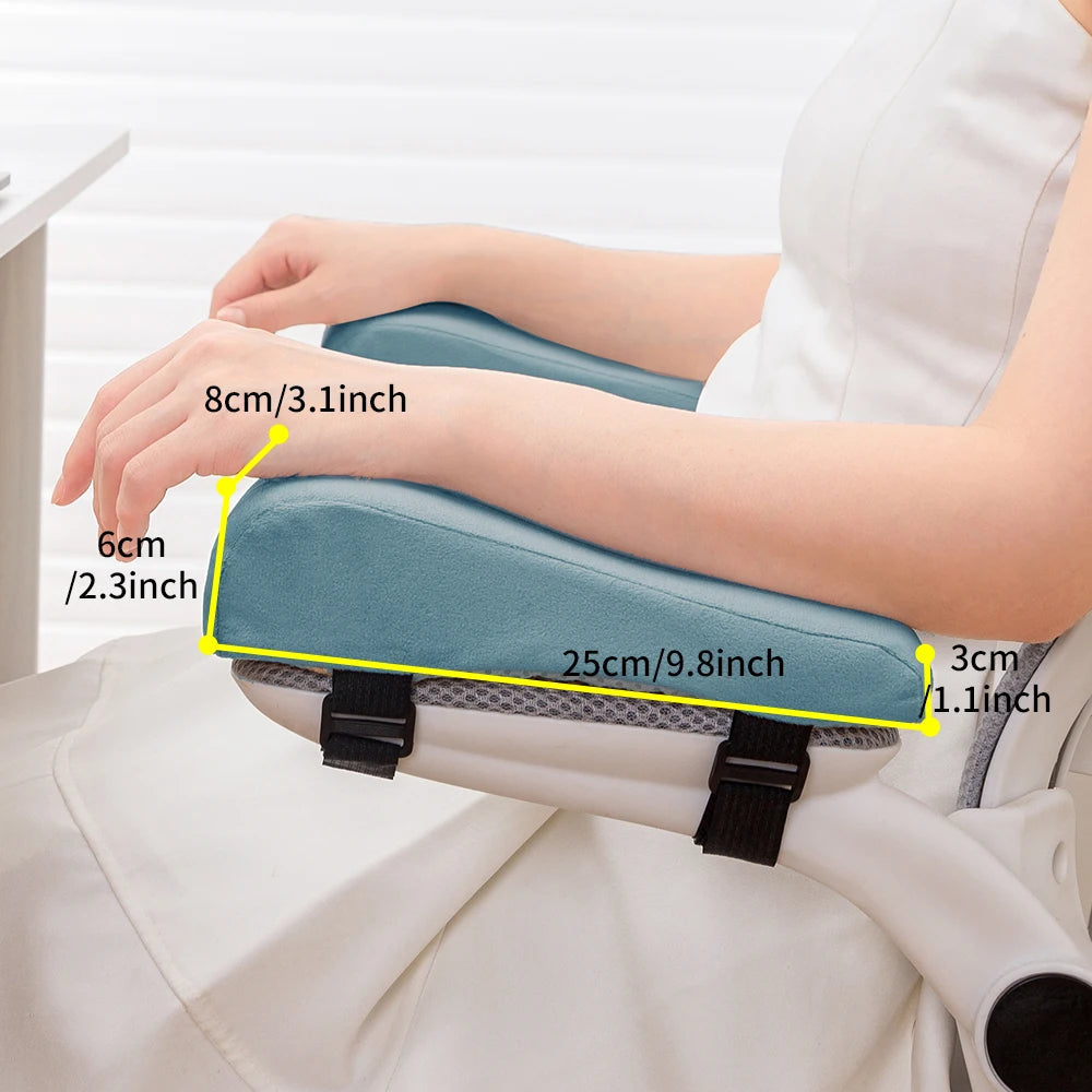 Memory Foam Armrest Cushion | Washable Comfort Pad | Universal Fit | Black, Gray, Blue, Pink