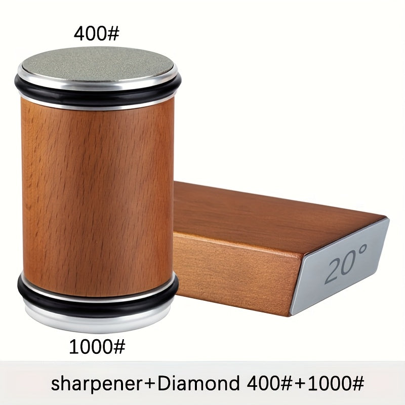 DuoSharp Sharpening Stone Set with Magnetic Holder | Diamond Stone | 15° & 20° Angles | Wood & Metal