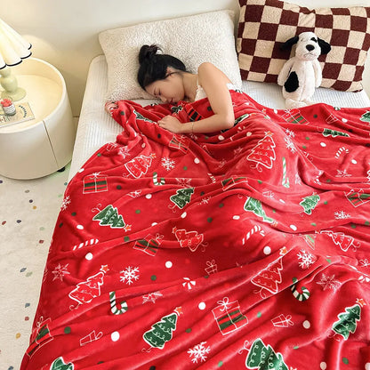 Cozy Red Flannel Christmas Blanket – Soft and Warm Throw