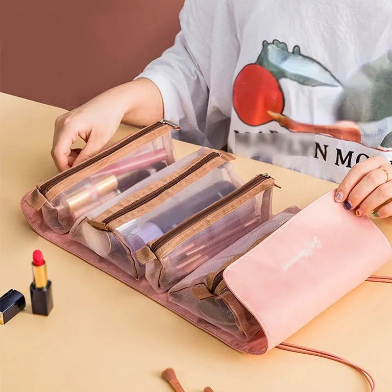 4-in-1 Removable Cosmetic Organizer Bag | Spacious & Portable | Foldable Travel Beauty Case