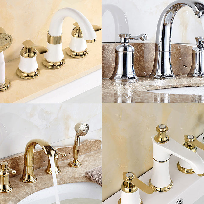 Modern Deck Mount Trim for Bathtub Faucet in Contemporary Style