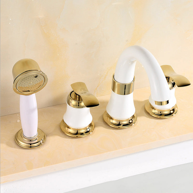 Modern Deck Mount Trim for Bathtub Faucet in Contemporary Style