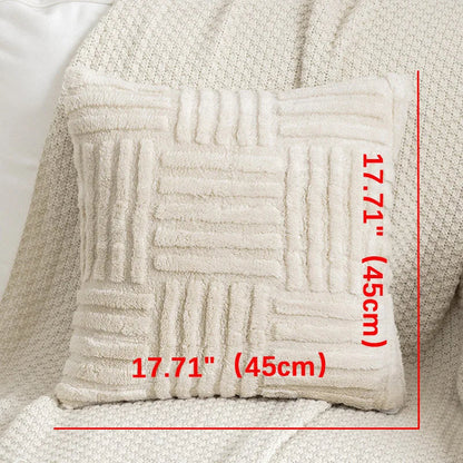 Boho Cream White Faux Fur Pillow Cover – Soft Plush Decorative Case for Sofa