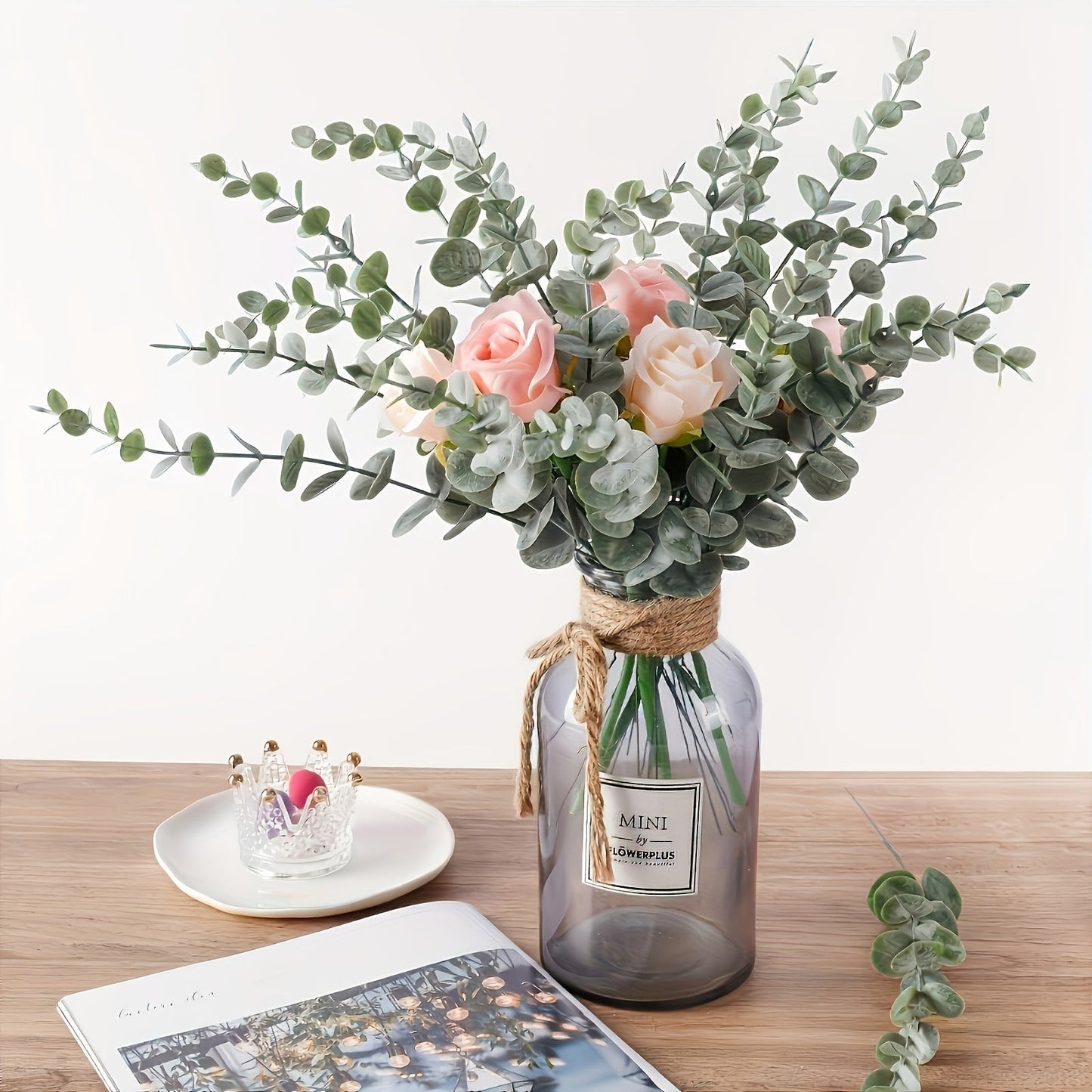 Artificial Eucalyptus Arrangement – Decorative Centerpiece for Get Well or Hanukkah