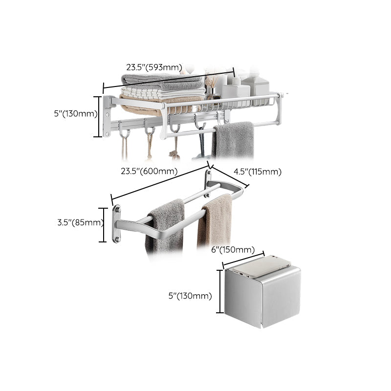 Modern Silver Bathroom Accessories Set with Rust Protection