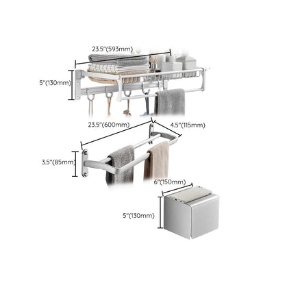Modern Silver Bathroom Accessories Set with Rust Protection