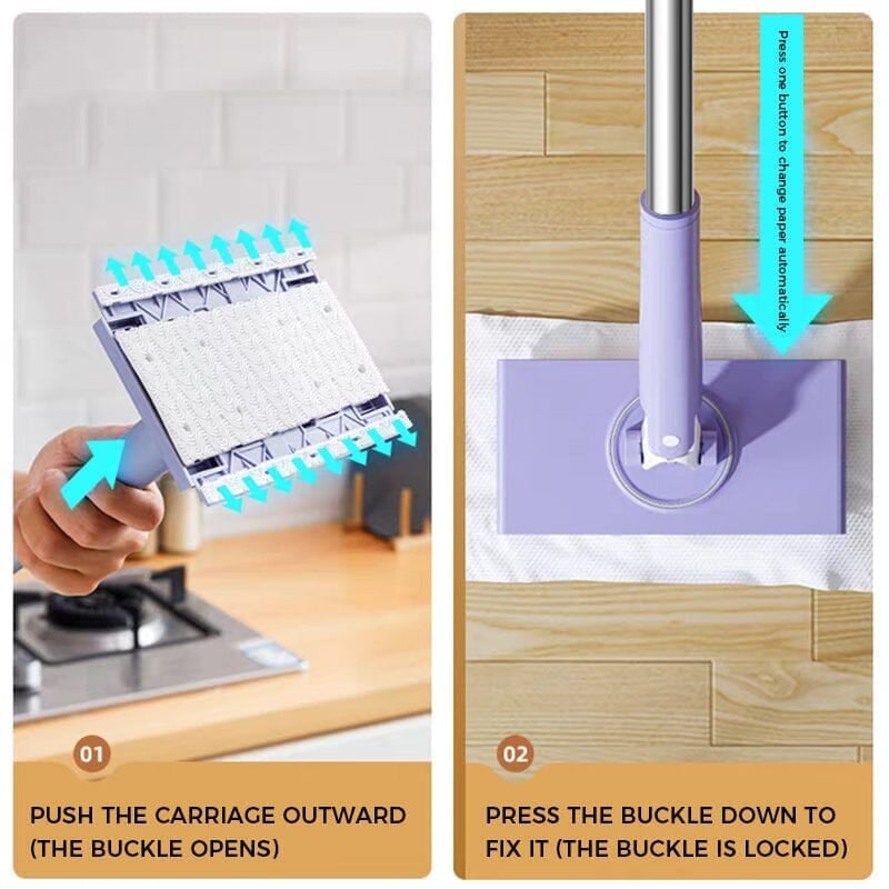 QuickClean Mop with Disposable Cloths & Folding Head | Effortless Floor Care for Wood, Laminate & Tile | Lightweight & Sanitary