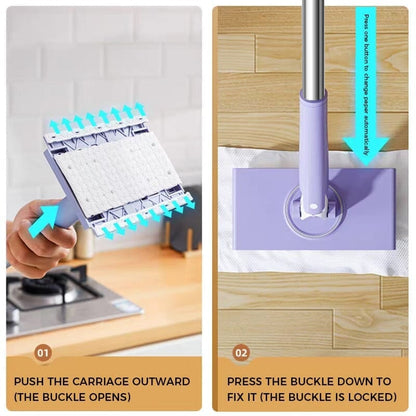QuickClean Mop with Disposable Cloths & Folding Head | Effortless Floor Care for Wood, Laminate & Tile | Lightweight & Sanitary