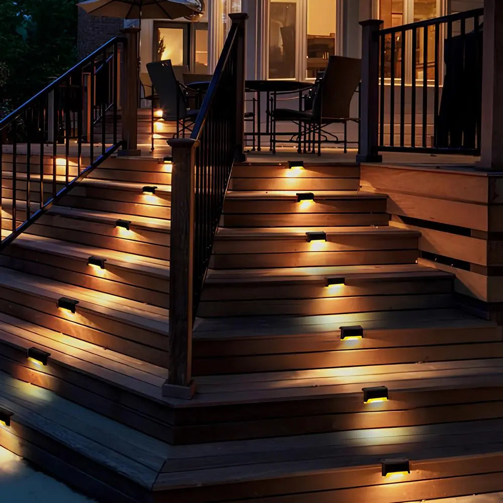 Solar-Powered LED Step Lights for Outdoor Stairs, Garden Paths, and Patios