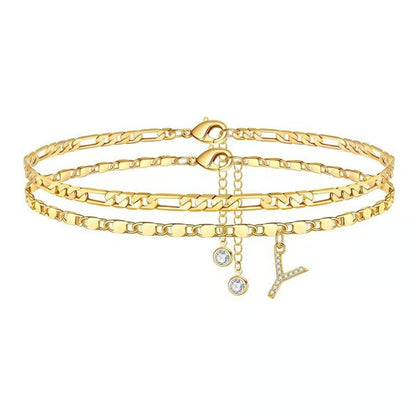 Customizable Layered Anklet | Adjustable & Hypoallergenic | Gold/Silver | 21.5 cm + 5 cm