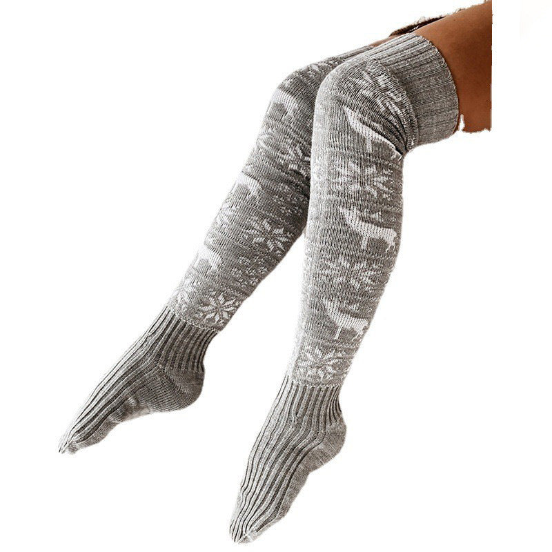 Knee-High Warm Knitted Christmas Socks