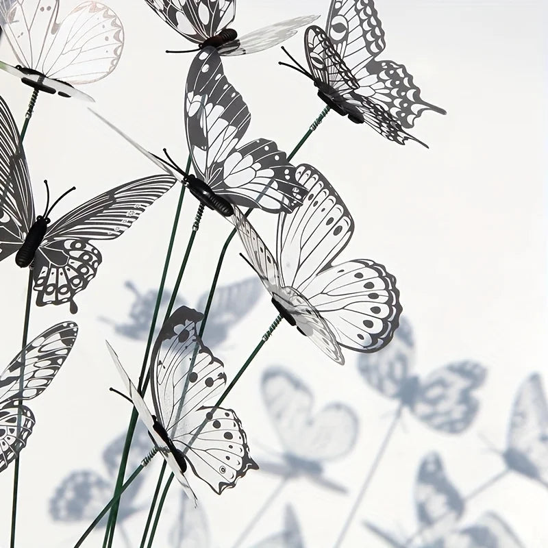 Garden Decoration Butterfly Stakes, Set of 10 | Realistic Design | PVC Material | Outdoor Decor