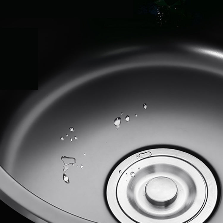 Round Stainless Steel Kitchen Sink with Drain Basket Kits - Single Bowl