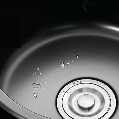 Round Stainless Steel Kitchen Sink with Drain Basket Kits - Single Bowl