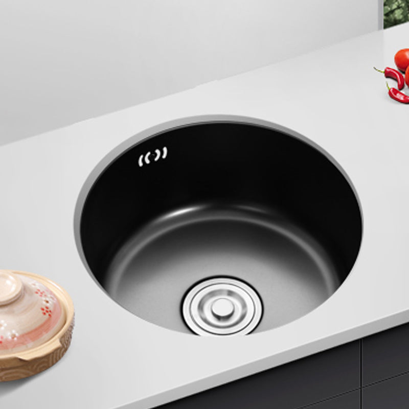 Round Stainless Steel Kitchen Sink with Drain Basket Kits - Single Bowl