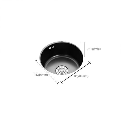 Round Stainless Steel Kitchen Sink with Drain Basket Kits - Single Bowl