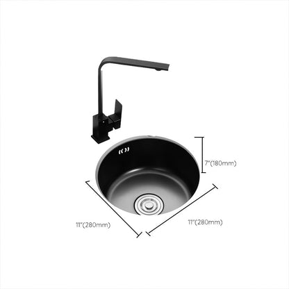 Round Stainless Steel Kitchen Sink with Drain Basket Kits - Single Bowl