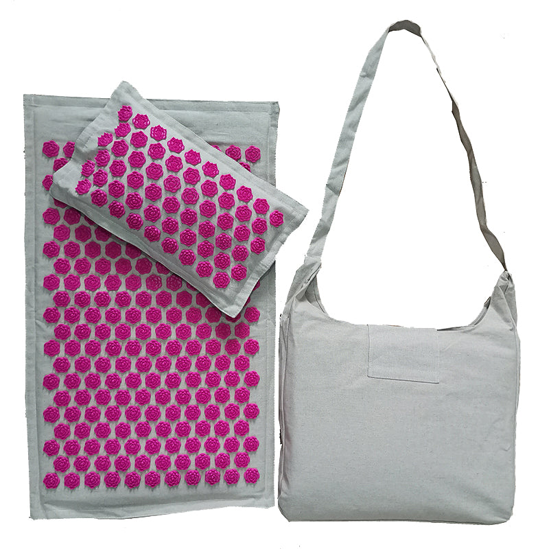 Coconut Palm Yoga Mat Pillow Set with Carry Bag in Natural Linen