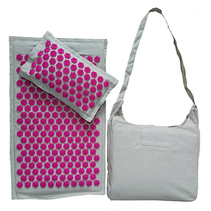 Coconut Palm Yoga Mat Pillow Set with Carry Bag in Natural Linen