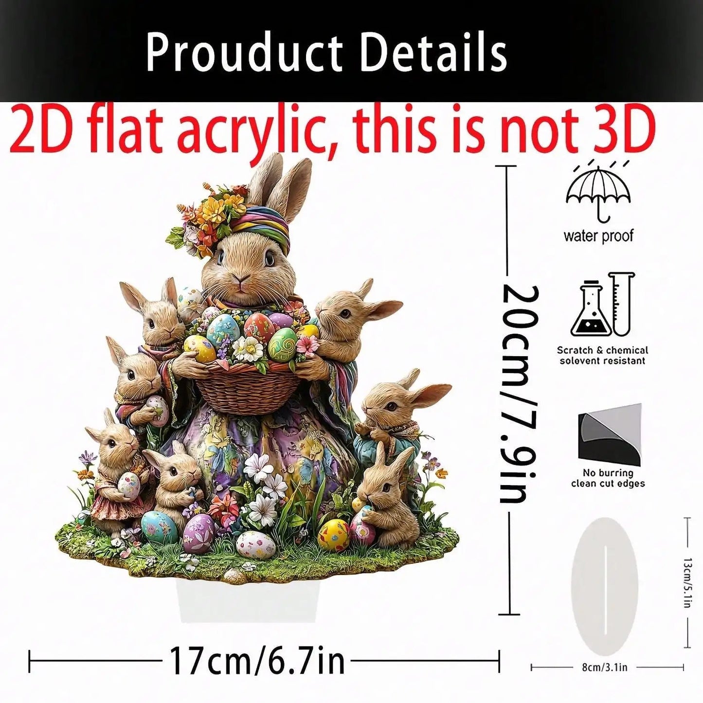 Easter Bunny House Decoration Pendant | Acrylic Ornament for Home & Office | Spring Table Centerpiece
