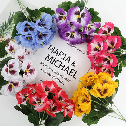 Artificial Pansies - 5 Stems for Wedding & Party Decorations