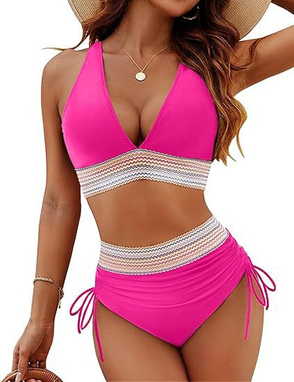 Elevate Your Beach Look with High-Waisted Crochet Bikini Set