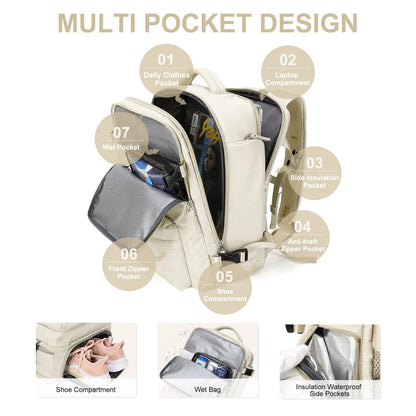 Large Women's Waterproof Travel Backpack – Anti-Theft Hiking Rucksack with USB Charging