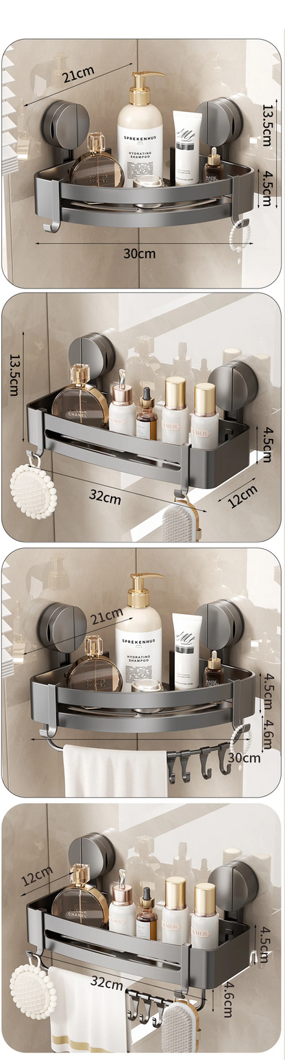Suction Cup Bath Shelf for Drilling-Free Installation – AquaGrip Style