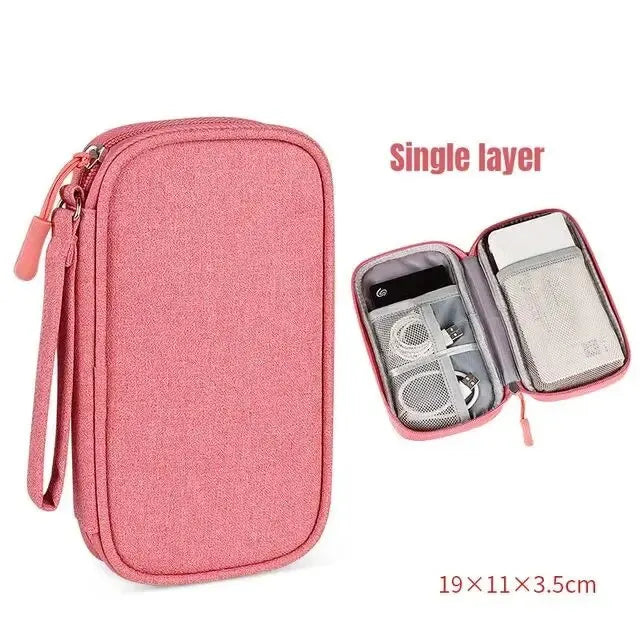 Travel Cable Organizer with Waterproof Storage Bag – Double-Layer Electronics Case